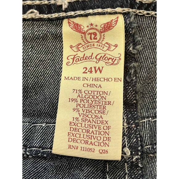 Faded Glory 24W Womens Embroidered Pocket Dark Wash Bootcut Jeans Plus Size - Picture 3 of 13